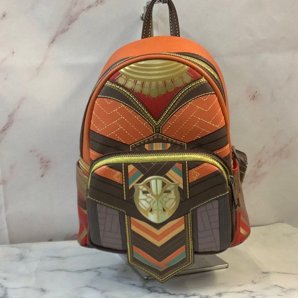 NWOT Loungefly Vibrant Orange and Gold Geometric Backpack